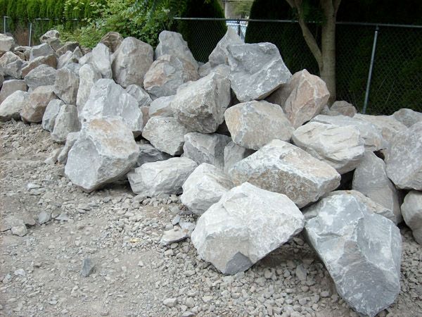 gray basalt boulders